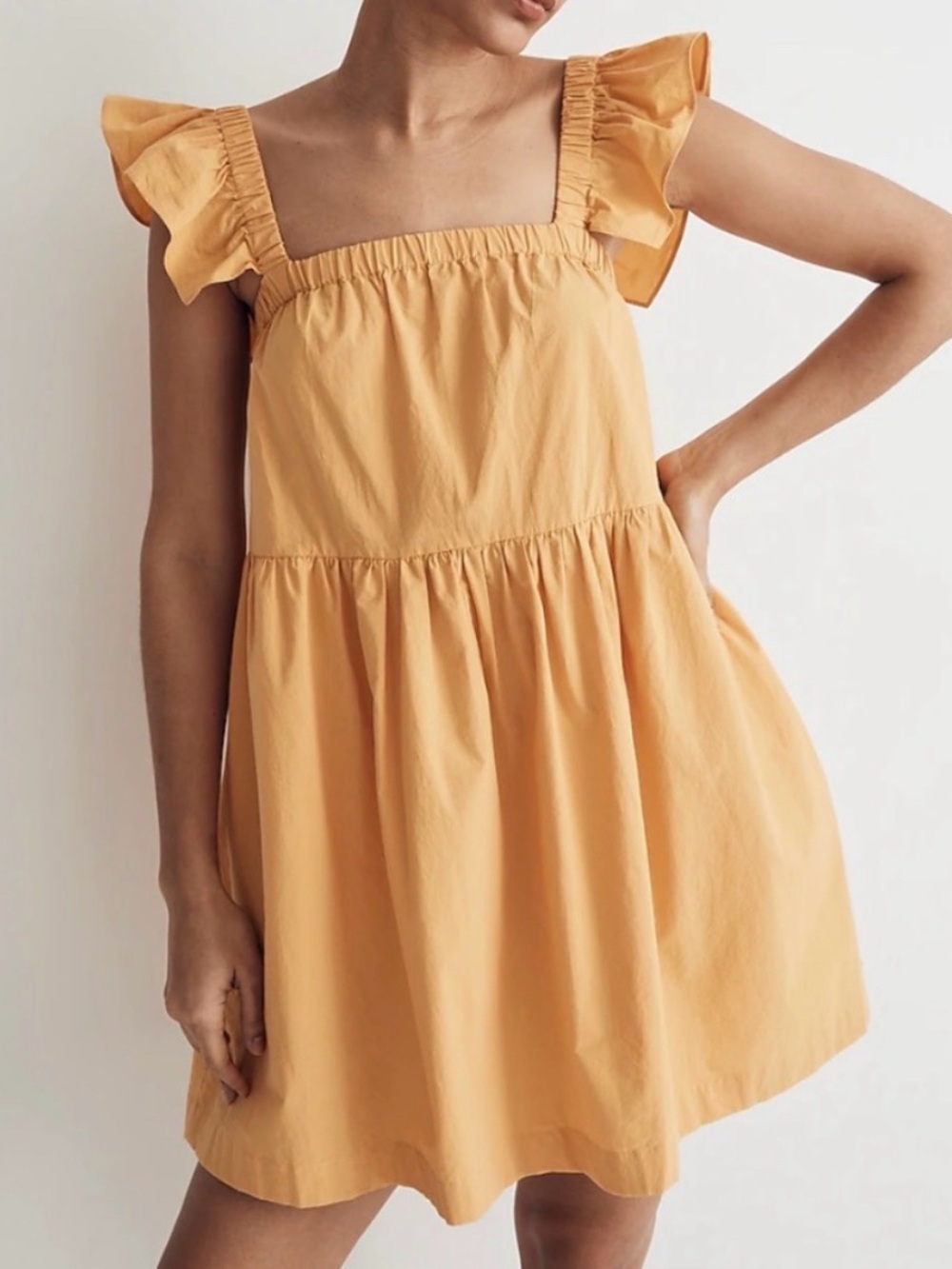NWT Madewell Yellow Flutter Sleeve Mini-Dress